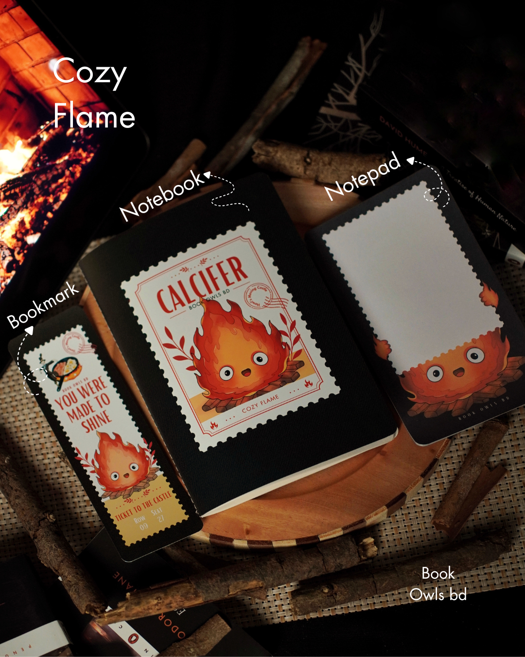 Cozy Flame Calcifer Stationery Bundle
