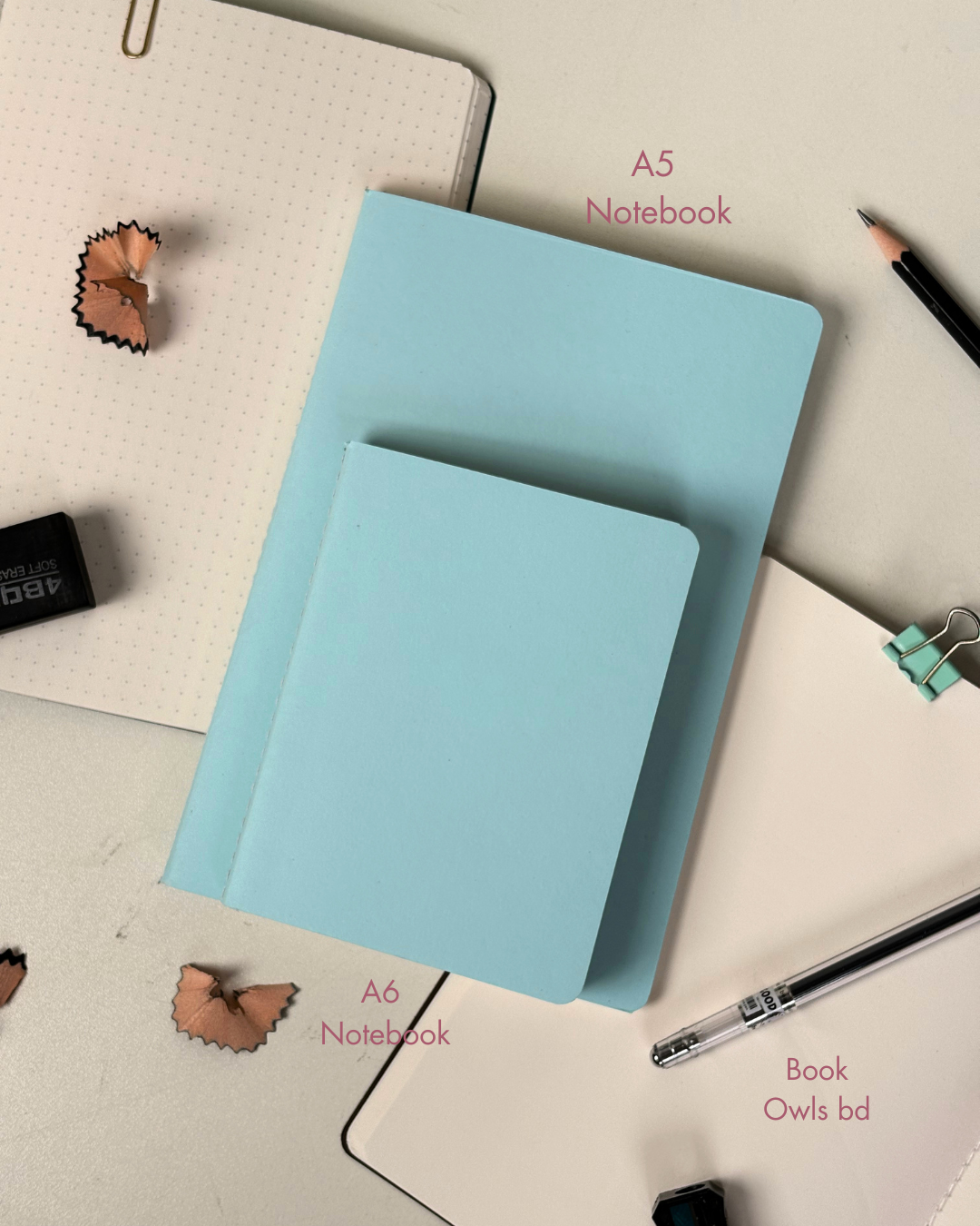 SNSN20 - A5 Pastel solid stitched notebook (Aqua Blue)