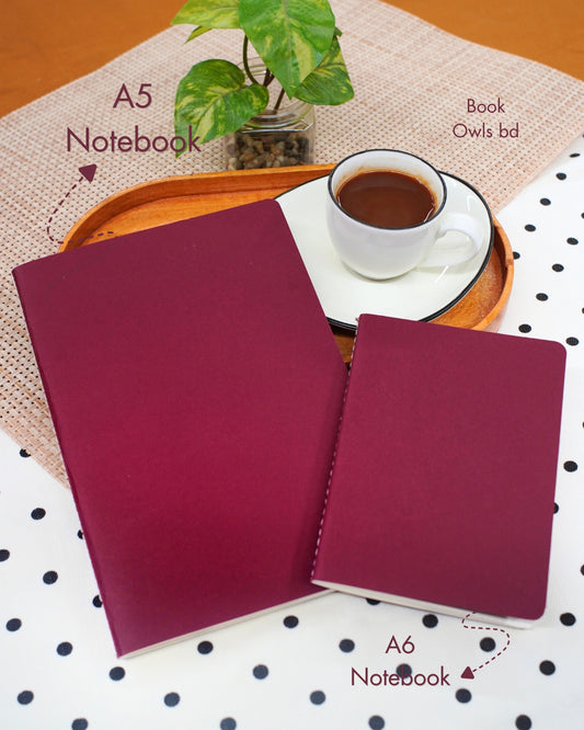 SNSN10 - A5 Vintage solid stitched notebook ( Burgundy )