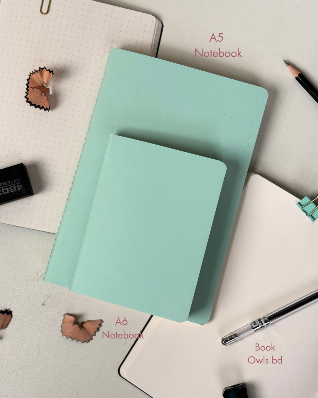SNSN20 - A5 Pastel solid stitched notebook (Mint Green)
