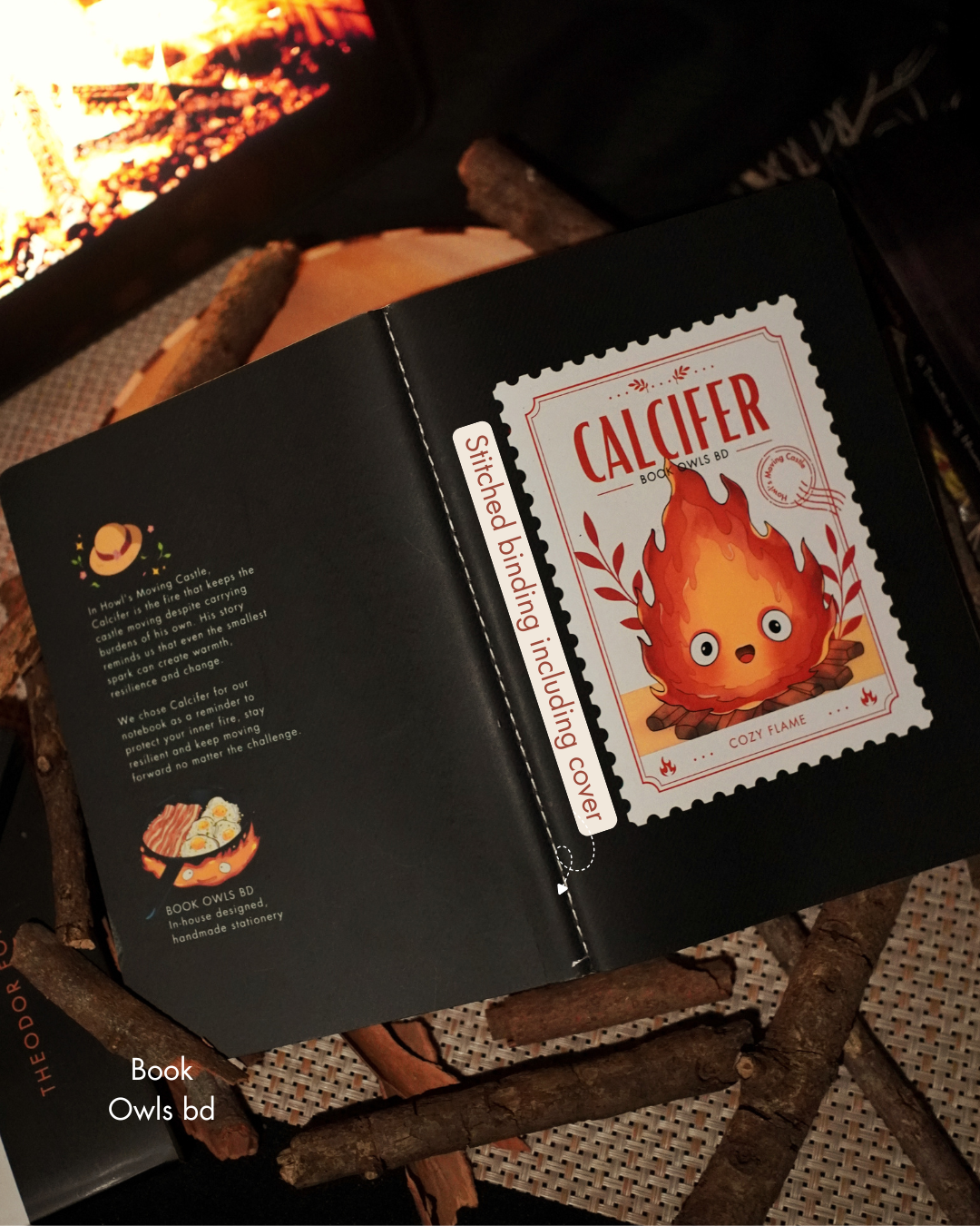 SNSN06 - Cozy Flame Calcifer - Stitched notebook