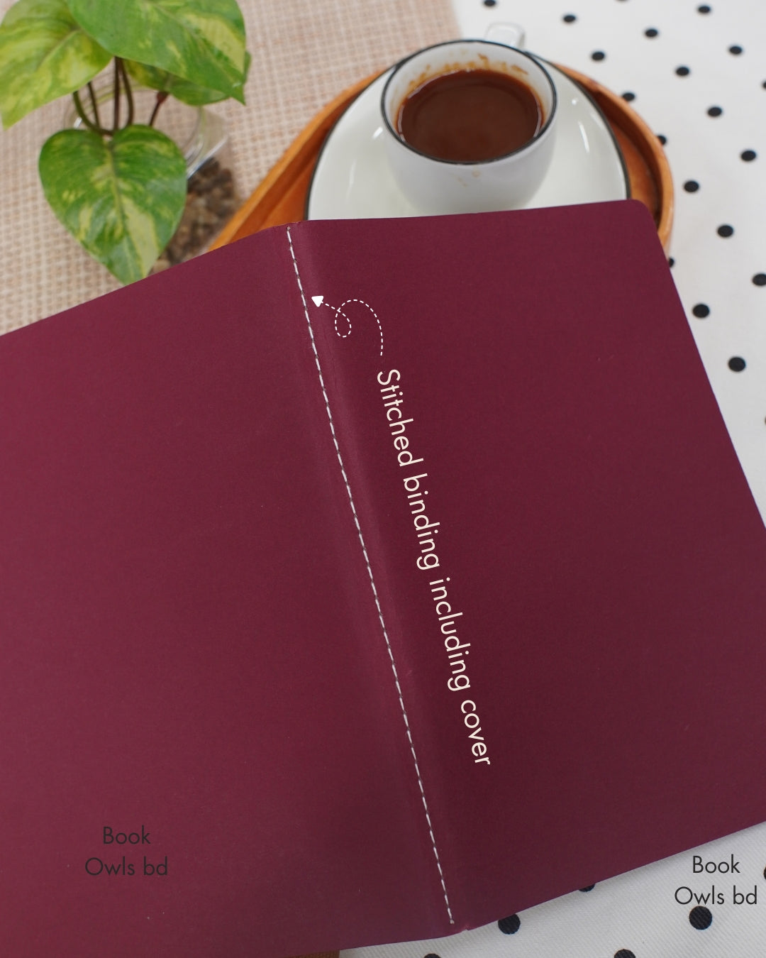 SNSN10 - A5 Vintage solid stitched notebook ( Burgundy )