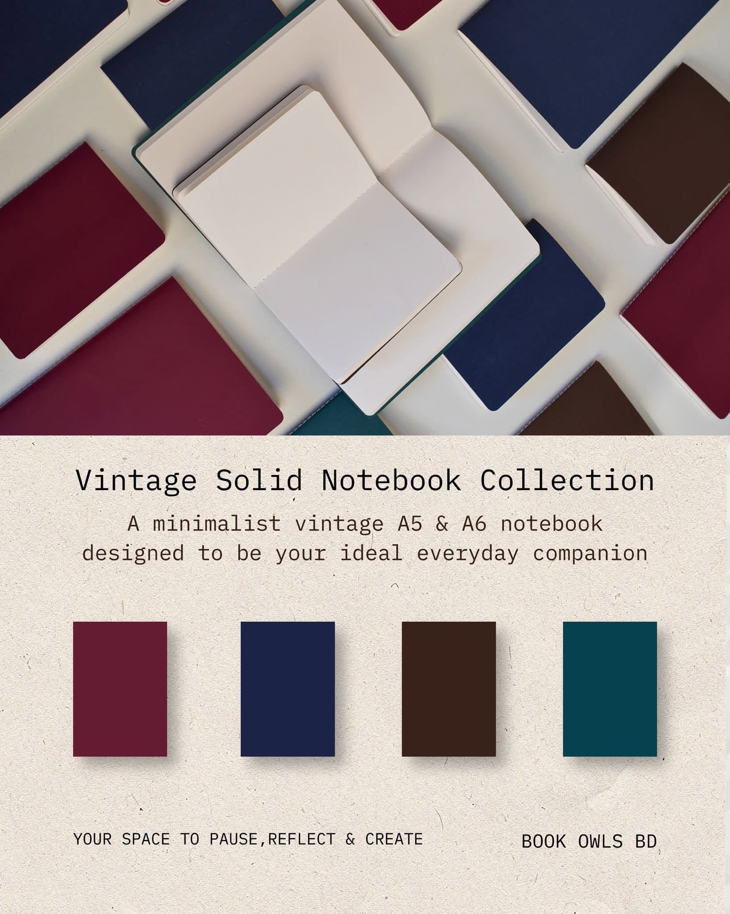 A5 Vintage Solid Notebook Bundle