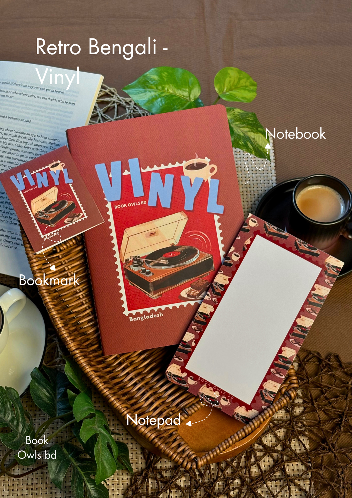 Retro Bengali - Vinyl Stationery Bundle