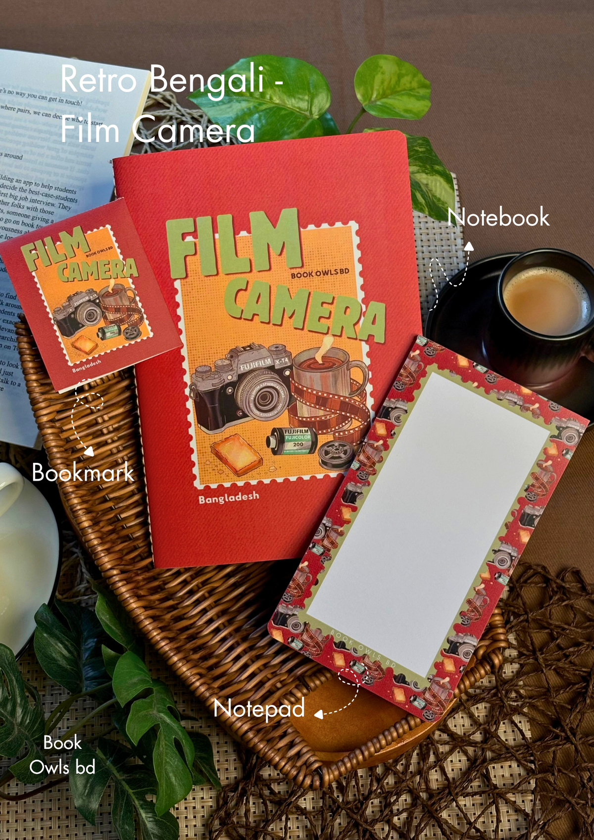Retro Bengali - Film camera Stationery Bundle
