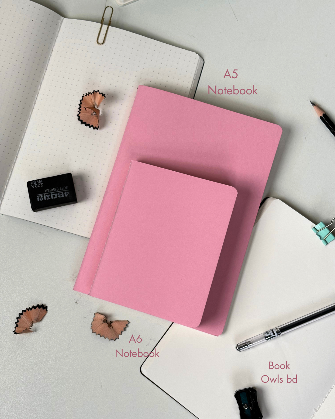SNSN20 - A5 Pastel solid stitched notebook (Pastel Pink)