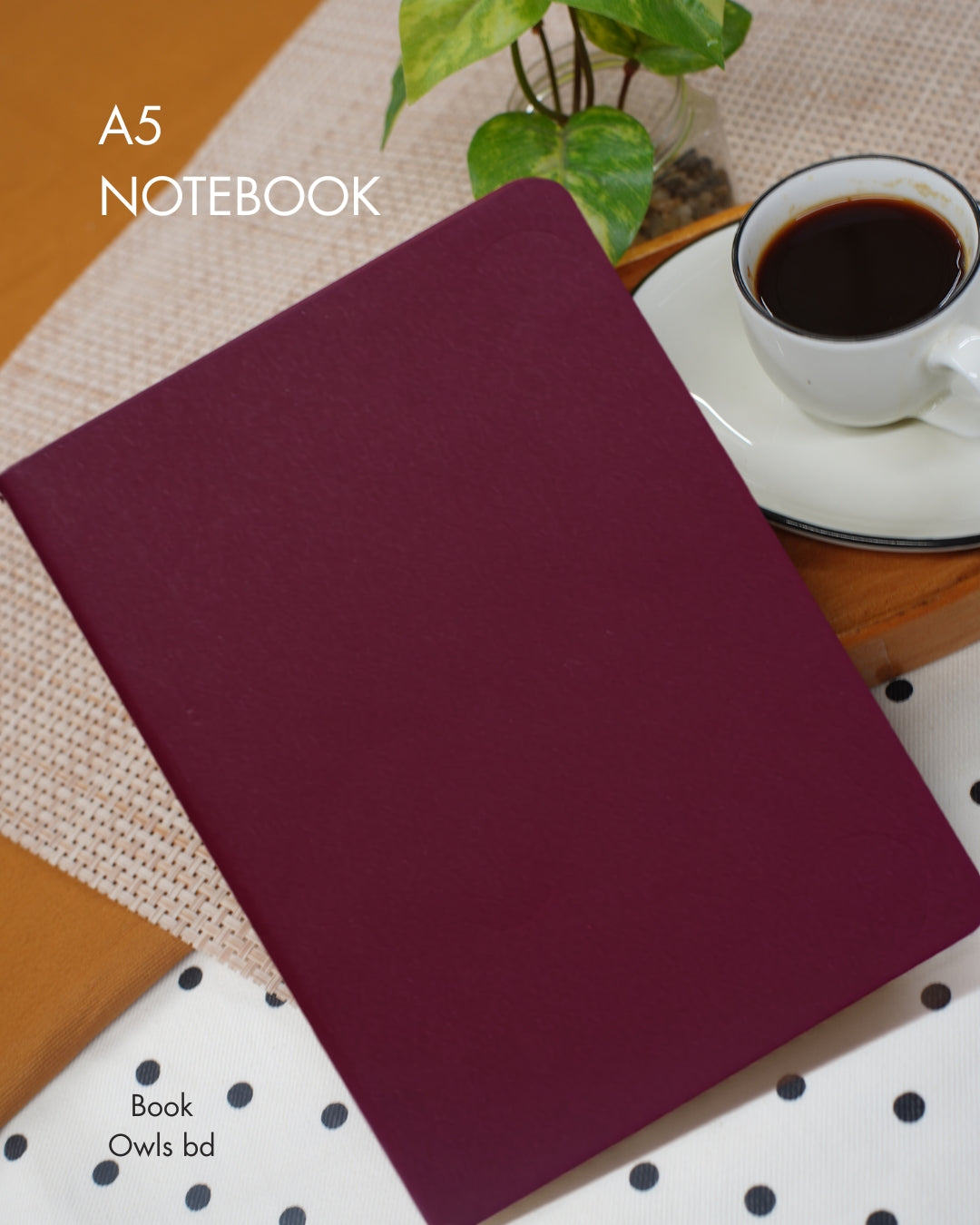 SNSN10 - A5 Vintage solid stitched notebook ( Burgundy )