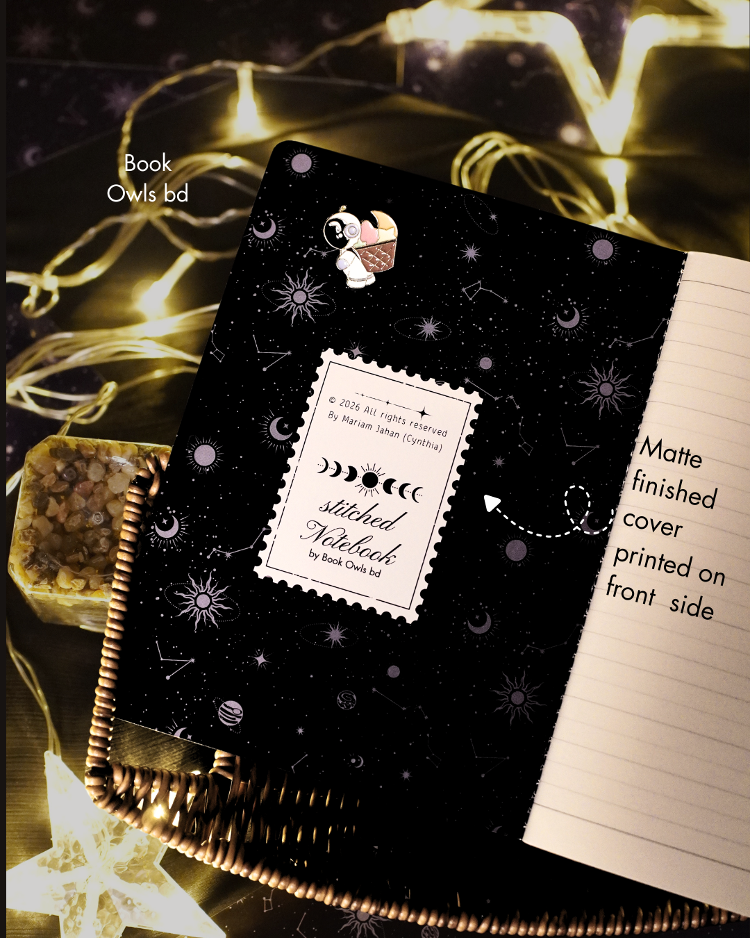SNSN08 - Celestial Stitched notebook ( Black )